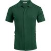 imageCOOFANDY Mens Knit Shirt Short Sleeve Button Down Shirts Casual Summer Beach Vintage Polo ShirtsGreen