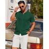 imageCOOFANDY Mens Knit Shirt Short Sleeve Button Down Shirts Casual Summer Beach Vintage Polo ShirtsGreen