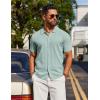 imageCOOFANDY Mens Knit Shirt Short Sleeve Button Down Shirts Casual Summer Beach Vintage Polo ShirtsIce Green