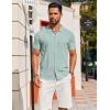 imageCOOFANDY Mens Knit Shirt Short Sleeve Button Down Shirts Casual Summer Beach Vintage Polo ShirtsIce Green