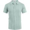 imageCOOFANDY Mens Knit Shirt Short Sleeve Button Down Shirts Casual Summer Beach Vintage Polo ShirtsIce Green
