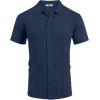 imageCOOFANDY Mens Knit Shirt Short Sleeve Button Down Shirts Casual Summer Beach Vintage Polo ShirtsNavy Blue