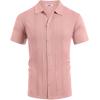imageCOOFANDY Mens Knit Shirt Short Sleeve Button Down Shirts Casual Summer Beach Vintage Polo ShirtsPink