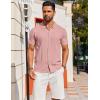 imageCOOFANDY Mens Knit Shirt Short Sleeve Button Down Shirts Casual Summer Beach Vintage Polo ShirtsPink