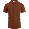imageCOOFANDY Mens Knit Shirt Short Sleeve Button Down Shirts Casual Summer Beach Vintage Polo ShirtsTerracotta