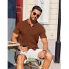 imageCOOFANDY Mens Knit Shirt Short Sleeve Button Down Shirts Casual Summer Beach Vintage Polo ShirtsTerracotta