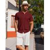 imageCOOFANDY Mens Knit Shirt Short Sleeve Button Down Shirts Casual Summer Beach Vintage Polo ShirtsWine Red