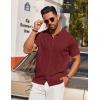 imageCOOFANDY Mens Knit Shirt Short Sleeve Button Down Shirts Casual Summer Beach Vintage Polo ShirtsWine Red