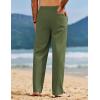 imageCOOFANDY Mens Linen Pants Drawstring Casual Loose Fit Beach Summer Pants Lightweight Linen Trousers Yoga PantsArmy Green