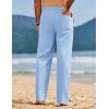 imageCOOFANDY Mens Linen Pants Drawstring Casual Loose Fit Beach Summer Pants Lightweight Linen Trousers Yoga PantsClear Blue