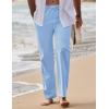 imageCOOFANDY Mens Linen Pants Drawstring Casual Loose Fit Beach Summer Pants Lightweight Linen Trousers Yoga PantsClear Blue