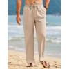 imageCOOFANDY Mens Linen Pants Drawstring Casual Loose Fit Beach Summer Pants Lightweight Linen Trousers Yoga PantsKhaki