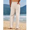 imageCOOFANDY Mens Linen Pants Drawstring Casual Loose Fit Beach Summer Pants Lightweight Linen Trousers Yoga PantsLight Khaki