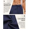 imageCOOFANDY Mens Linen Pants Drawstring Casual Loose Fit Beach Summer Pants Lightweight Linen Trousers Yoga PantsNavy Blue
