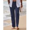 imageCOOFANDY Mens Linen Pants Drawstring Casual Loose Fit Beach Summer Pants Lightweight Linen Trousers Yoga PantsNavy Blue