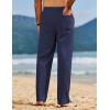 imageCOOFANDY Mens Linen Pants Drawstring Casual Loose Fit Beach Summer Pants Lightweight Linen Trousers Yoga PantsNavy Blue
