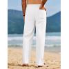 imageCOOFANDY Mens Linen Pants Drawstring Casual Loose Fit Beach Summer Pants Lightweight Linen Trousers Yoga PantsWhite