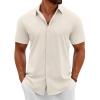 imageCOOFANDY Mens Button Down Shirts Short Sleeve Casual Summer Beach Shirts Vacation Wedding ShirtsBeige