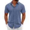imageCOOFANDY Mens Button Down Shirts Short Sleeve Casual Summer Beach Shirts Vacation Wedding ShirtsBlue