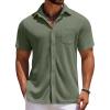 imageCOOFANDY Mens Knit Button Down Shirts Casual Short Sleeve Polo Shirt Summer Beach Shirts with PocketChive