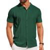 imageCOOFANDY Mens Knit Shirt Short Sleeve Button Down Shirts Casual Summer Beach Vintage Polo ShirtsGreen