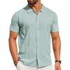 imageCOOFANDY Mens Knit Shirt Short Sleeve Button Down Shirts Casual Summer Beach Vintage Polo ShirtsIce Green