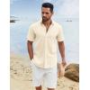 imageCOOFANDY Mens Button Down Shirts Short Sleeve Casual Cotton Shirts Summer Beach Wedding ShirtsBeige