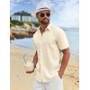 imageCOOFANDY Mens Button Down Shirts Short Sleeve Casual Cotton Shirts Summer Beach Wedding ShirtsBeige