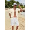 imageCOOFANDY Mens Button Down Shirts Short Sleeve Casual Cotton Shirts Summer Beach Wedding ShirtsBeige