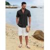 imageCOOFANDY Mens Button Down Shirts Short Sleeve Casual Cotton Shirts Summer Beach Wedding ShirtsBlack