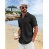 imageCOOFANDY Mens Button Down Shirts Short Sleeve Casual Cotton Shirts Summer Beach Wedding ShirtsBlack