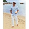 imageCOOFANDY Mens Button Down Shirts Short Sleeve Casual Cotton Shirts Summer Beach Wedding ShirtsClear Blue