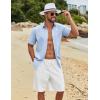 imageCOOFANDY Mens Button Down Shirts Short Sleeve Casual Cotton Shirts Summer Beach Wedding ShirtsClear Blue