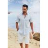imageCOOFANDY Mens Button Down Shirts Short Sleeve Casual Cotton Shirts Summer Beach Wedding ShirtsClear Blue
