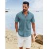 imageCOOFANDY Mens Button Down Shirts Short Sleeve Casual Cotton Shirts Summer Beach Wedding ShirtsDark Blue