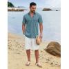 imageCOOFANDY Mens Button Down Shirts Short Sleeve Casual Cotton Shirts Summer Beach Wedding ShirtsDark Blue