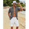 imageCOOFANDY Mens Button Down Shirts Short Sleeve Casual Cotton Shirts Summer Beach Wedding ShirtsDark Grey