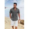 imageCOOFANDY Mens Button Down Shirts Short Sleeve Casual Cotton Shirts Summer Beach Wedding ShirtsDark Grey