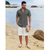 imageCOOFANDY Mens Button Down Shirts Short Sleeve Casual Cotton Shirts Summer Beach Wedding ShirtsDark Grey