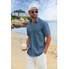imageCOOFANDY Mens Button Down Shirts Short Sleeve Casual Cotton Shirts Summer Beach Wedding ShirtsDenim Blue