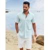 imageCOOFANDY Mens Button Down Shirts Short Sleeve Casual Cotton Shirts Summer Beach Wedding ShirtsLight Blue