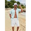 imageCOOFANDY Mens Button Down Shirts Short Sleeve Casual Cotton Shirts Summer Beach Wedding ShirtsLight Blue