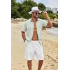 imageCOOFANDY Mens Button Down Shirts Short Sleeve Casual Cotton Shirts Summer Beach Wedding ShirtsLight Green