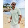 imageCOOFANDY Mens Button Down Shirts Short Sleeve Casual Cotton Shirts Summer Beach Wedding ShirtsLight Green