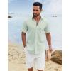 imageCOOFANDY Mens Button Down Shirts Short Sleeve Casual Cotton Shirts Summer Beach Wedding ShirtsLight Green