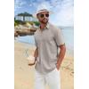 imageCOOFANDY Mens Button Down Shirts Short Sleeve Casual Cotton Shirts Summer Beach Wedding ShirtsLight Grey