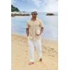 imageCOOFANDY Mens Button Down Shirts Short Sleeve Casual Cotton Shirts Summer Beach Wedding ShirtsLight Khaki