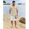 imageCOOFANDY Mens Button Down Shirts Short Sleeve Casual Cotton Shirts Summer Beach Wedding ShirtsLight Khaki