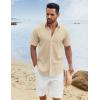 imageCOOFANDY Mens Button Down Shirts Short Sleeve Casual Cotton Shirts Summer Beach Wedding ShirtsLight Khaki