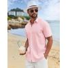 imageCOOFANDY Mens Button Down Shirts Short Sleeve Casual Cotton Shirts Summer Beach Wedding ShirtsLight Pink